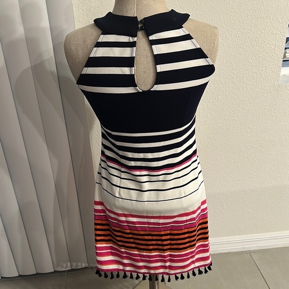 JADE MELODY TAM STRIPED HALTER DRESS GUC SZ XS CAREER CRUISE EVERYDAY - Picture 6 of 9
